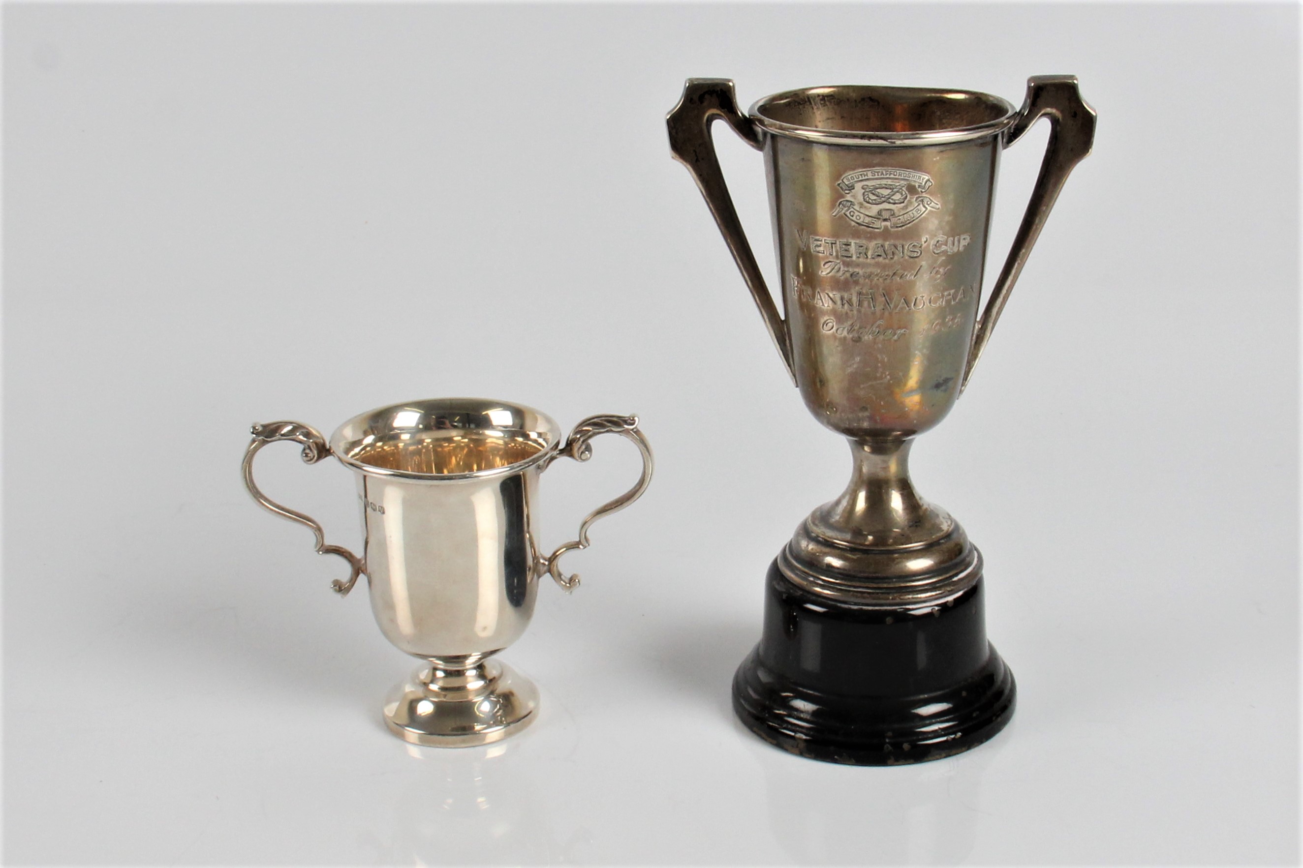 Two silver hallmarked two handled trophy on stands - Image 2 of 7