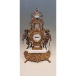 An Imperial lyre form ormolu and enamelled clock
