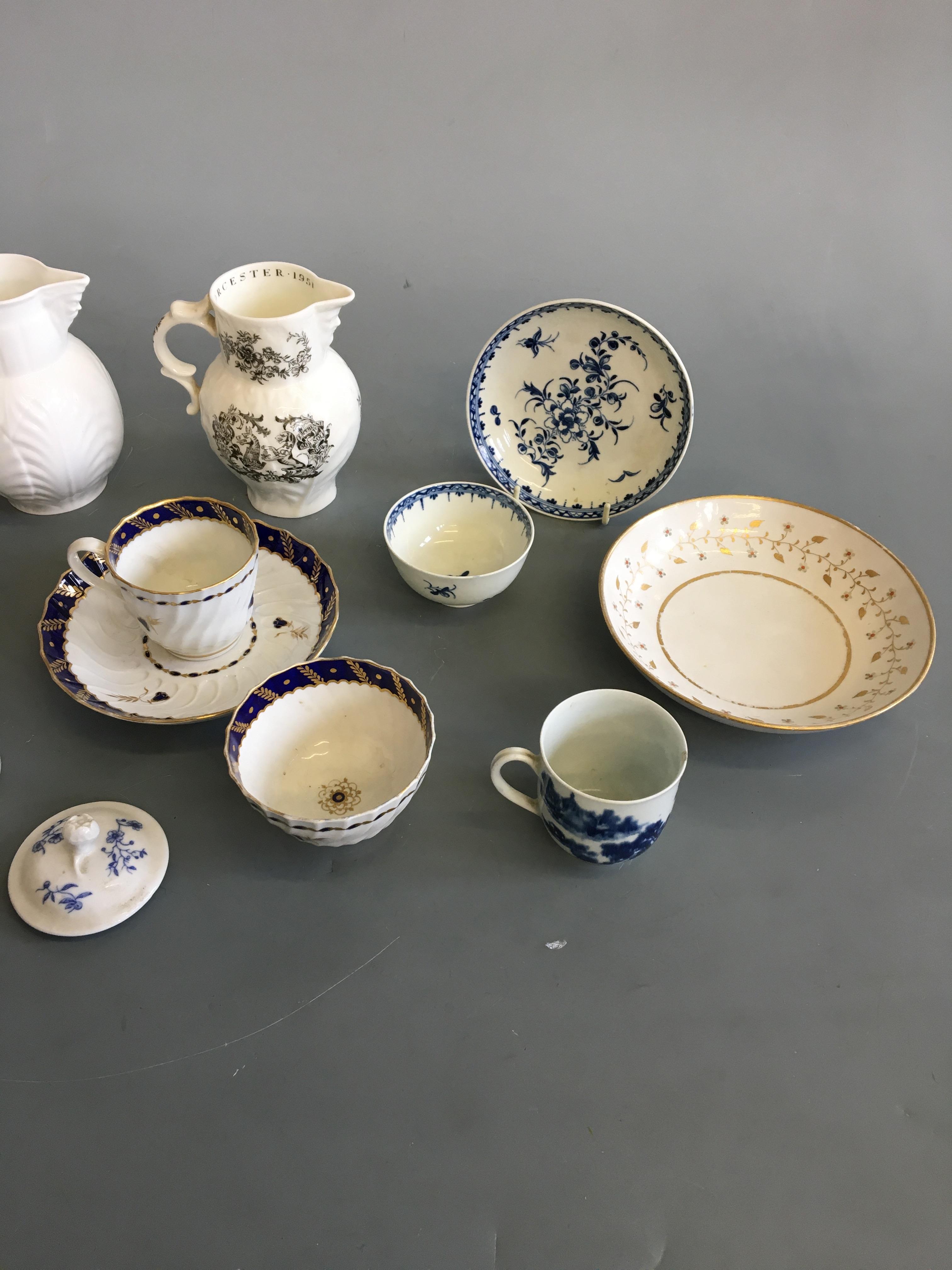 A small collection of English porcelain 18th/19th and 20th century including Worcester mask jugs, - Image 6 of 7