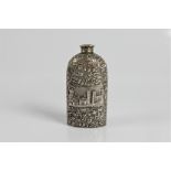 A Victorian silver flask, hallmark Birmingham Joseph Willmore 1842 with decorative leaves and