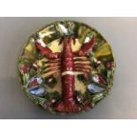 A Palissy lobster plate, diameter 32cm. IMPORTANT: Online viewing and bidding only. No in person