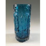 Whitefriars kingfisher blue bark vase, height 23cm. IMPORTANT: Online viewing and bidding only. No