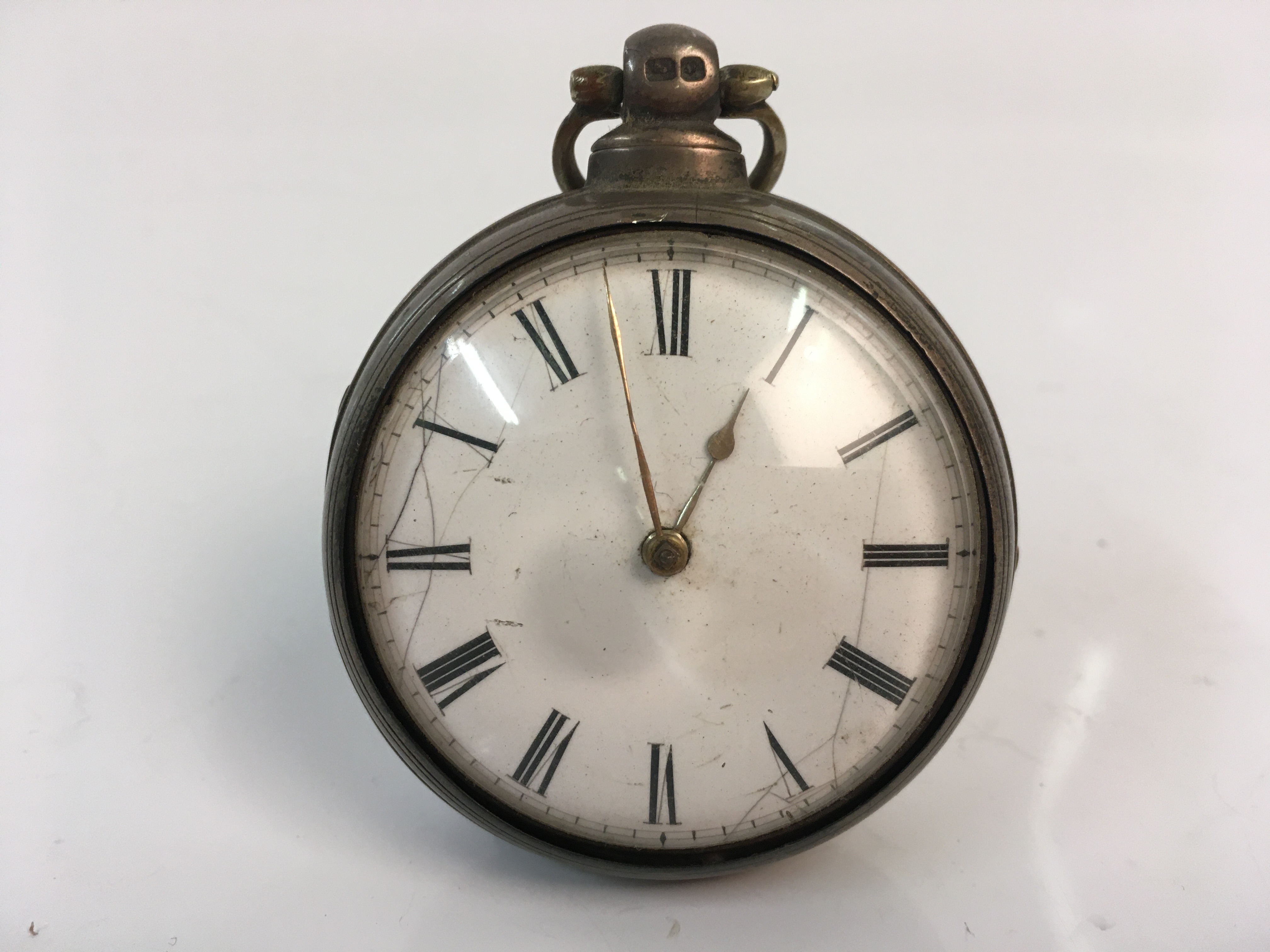 A 19th century silver pair cased fusee pocket watch. Online viewing and bidding only. No in person