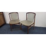 A set of six mid century design dining chairs with mint green upholstery. IMPORTANT: Online