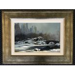ALEXANDER CHEN. Framed, signed and titled ‘Central Park Bridge - Winter’, mixed media serigraph, icy