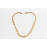 A yellow gold necklet, marked 750, (some damage), approx. weight 42.29gms, approx. length 44cms.