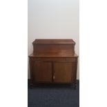 A 19th century mahogany two door single drawer sideboard base with raised shelf back. IMPORTANT: