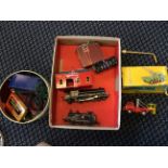 Three boxes of various model vehicles including Corgi Hydraulic Tower Lamp Standard, Meccano and