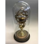 A St James House Co London mechanical orrery timepiece no. 63/1500, covered with glass dome, approx.