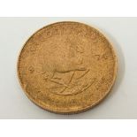 A 1974 1oz fine gold Krugerrand. *Sold without buyers premium. Online viewing and bidding only. No