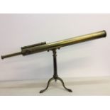 *A Watson & Sons London single draw brass telescope on tripod base marked 759, approx. telescope