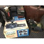 Various camera equipment to include Minolta X-500