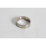 A white gold wedding band ring, marked 750, ring size K 1/2, approx. weight 4.93gms. Online