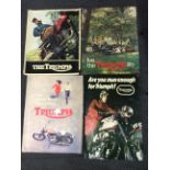 Four Triumph motorcycle advertising posters. IMPORTANT: Online viewing and bidding only. No in