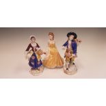 Royal Worcester Golden Wedding Anniversary Golden Moments, with two figurines, man with rabbits