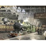 PAUL TWINE. Framed, signed, titled ‘Castle Class 7005 “Sir Edward Elgar” at Birmingham Snow Hill’