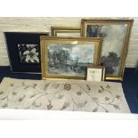 Five prints, one tile type picture and a rug. IMPORTANT: Online viewing and bidding only. Collection