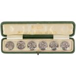 Buttons - a cased set of six silver buttons by Keswick School of Industrial Arts, in the Arts and