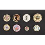 Buttons - eight 19th Century and later porcelain buttons including a Minton example, 2.5cm, a