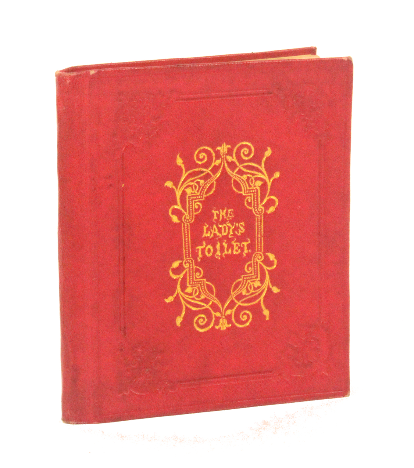 A mix 19th Century red leather bound book with hinged hand coloured plates - The Lady's Toilet,