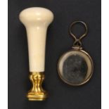A 19th Century ivory handled seal and a wax impression of the Privy Purse seal, the seal with gilt