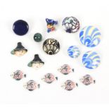 Buttons - sixteen 20th Century ceramic buttons comprising a set of six shaped and painted as fish,