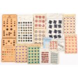 Buttons - a collection of shop cards displaying buttons including a wire coil hinged card of shoe