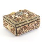 A Victorian shell decorated sewing box, of rectangular form the sides and top extensively