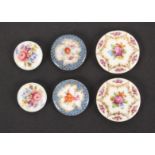 Buttons - three pairs of late 19th Century or early 20th Century porcelain buttons all decorated
