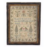An attractive small sampler 'Mary Wereat Her Work October 8 - 1783', worked with three flowering