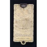 A rare 19th Century ivory swivel notelet, the covers carved and titled 'Napoleons House -