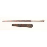 Tartan ware - two pieces, comprising a scarce dip pen, the white metal mount stamped 'G. Bac -