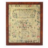 A fine and bright silk embroidered sampler 'Louisa Farndell Finish'd this Work March 17th 1827