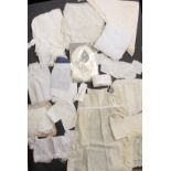A mixed lot white wares, including a French sun bonnet, Victorian bib, petticoat, various under