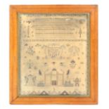 A sampler 'Sarah Jackson her sampler x Wrought In The Year of Our Lord 1812', with a list of ten
