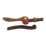 Two 19th Century wooden knitting needle sheaths, comprising a fruitwood Dent Dale example with