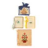 Four Bristol card needle books, comprising a pair each with oval cover print, near mint, 5cm,