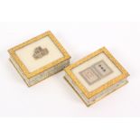 A pair of early 19th Century French cardboard boxes probably bonbonnieres, each rectangular with
