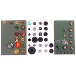 Buttons - three card displays comprising a card of fifteen glass Bimini style examples, one