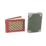 An early 19th Century card case and a note book, the card case in grained green leather, each side