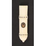 A fine early 19th Century Palais Royal carved ivory needle case in the form of a quiver of arrows,