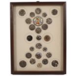 Buttons - a fine framed display of twenty five mainly silver buttons most of pierced design