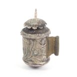 A scarce silver tape measure commemorating the wedding of Victoria and Albert, of cylinder form with