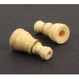 A pair of turned bone monocular Stanhopes, (The Lords Prayer/The Ten Commandments of God), each 1.