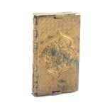 A gilt brass Avery style needle packet case 'The Gem' by 'Patent Perry and Co., London',