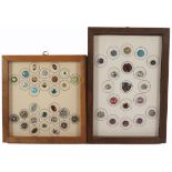 Buttons - two small framed displays, one of nineteen mostly paste set 19th Century but including