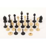 An Anglo Indian ivory and horn chess set, Vizagapatam, mid 19th Century, part only comprising