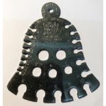 A rare nickel plated bell shaped knitting pin gauge, 'Abel Morrall's Metal Guage', griffin trade