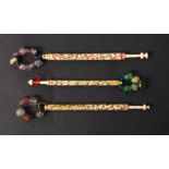 Three bone lace bobbins, comprising / a spot inscribed spiral 'When This You See Remember Me' / a