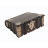 A Dutch colonial ebony and white metal mounted Bible box, Ceylon, late 18th/early 19th Century,